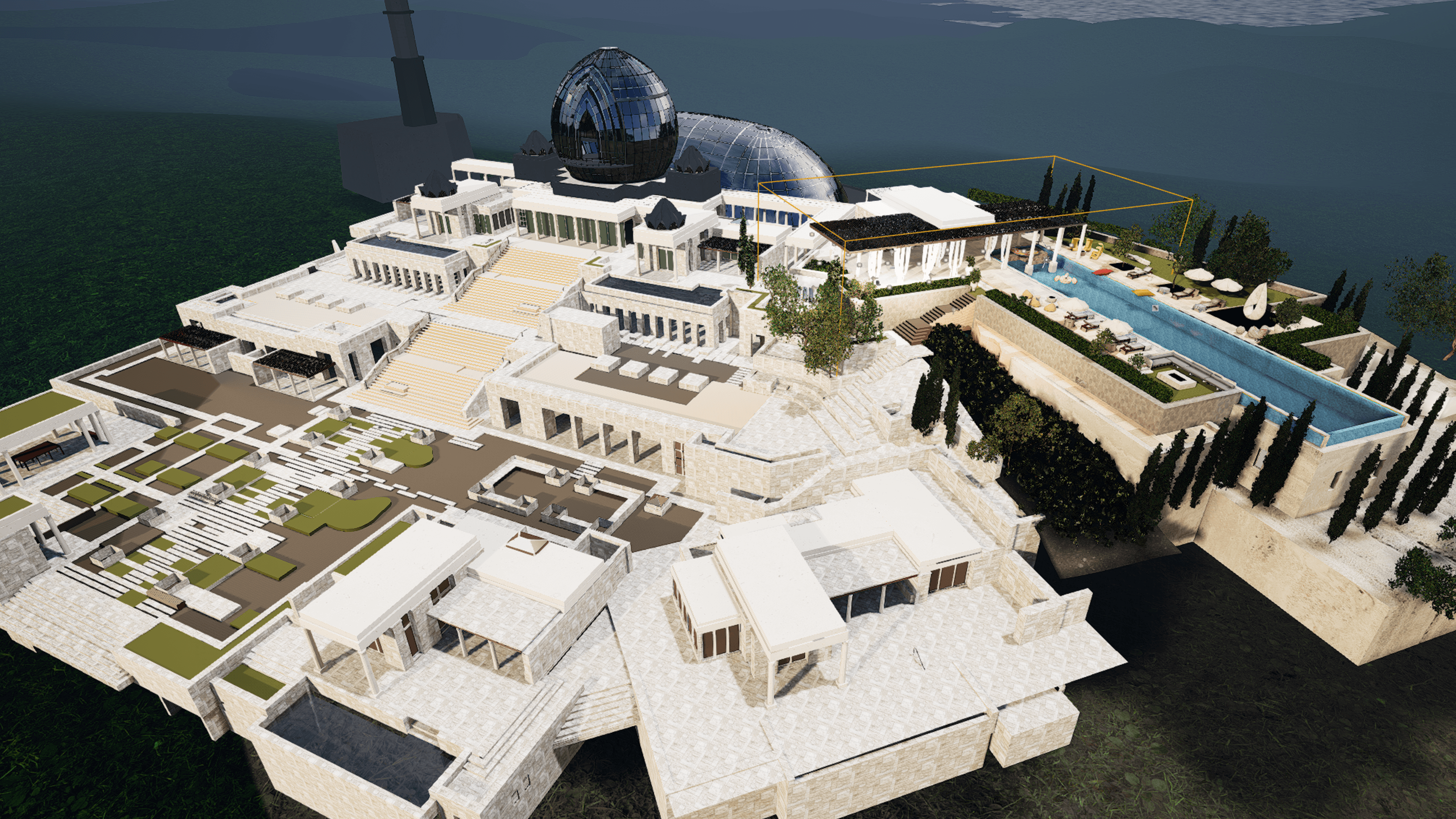 Unreal Engine set from a certain murder mystery film.