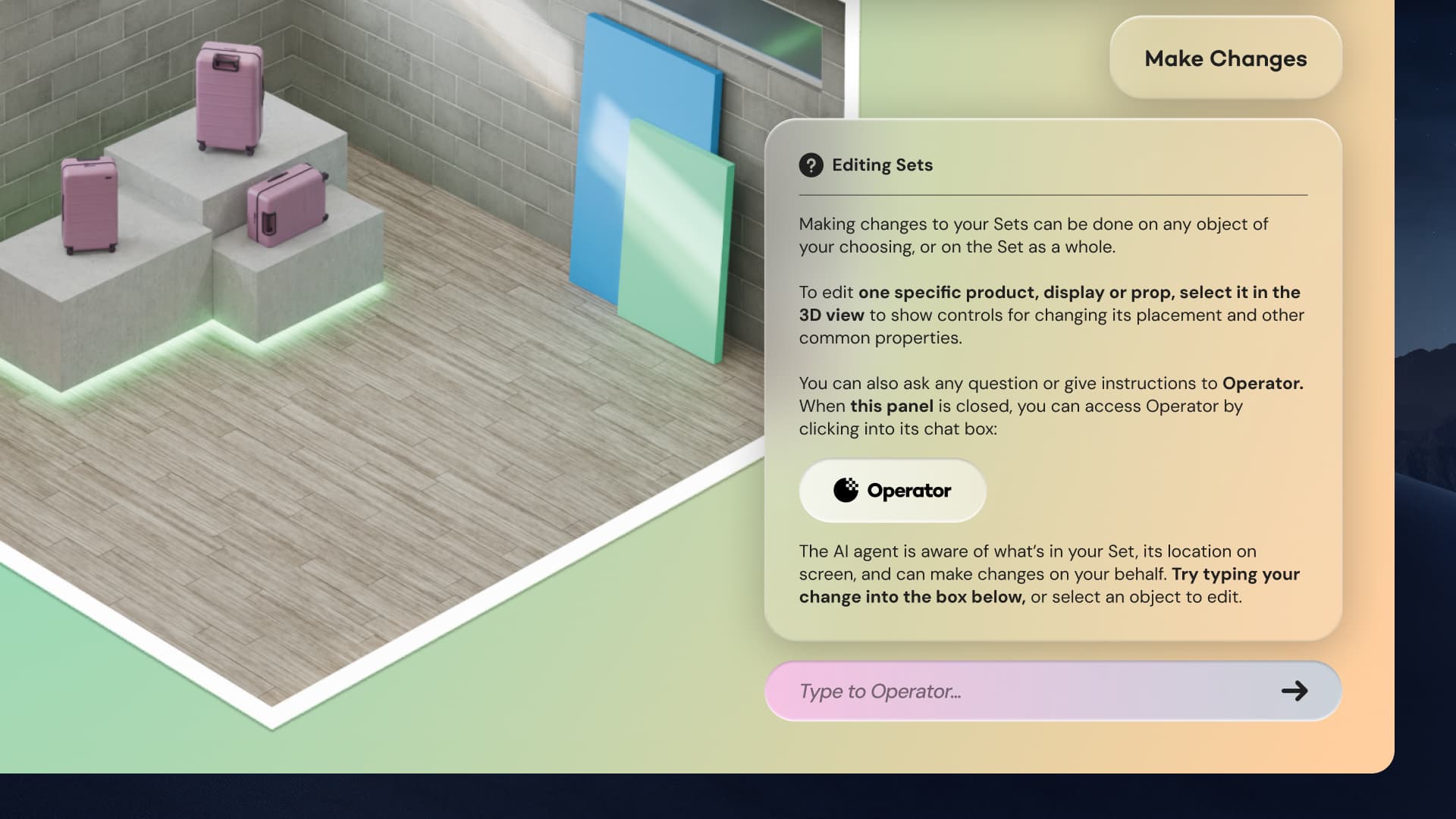 Documentation snippets and guides are reprinted in the Operator chat, summarized or editorialized by the language model to be most helpful in context.